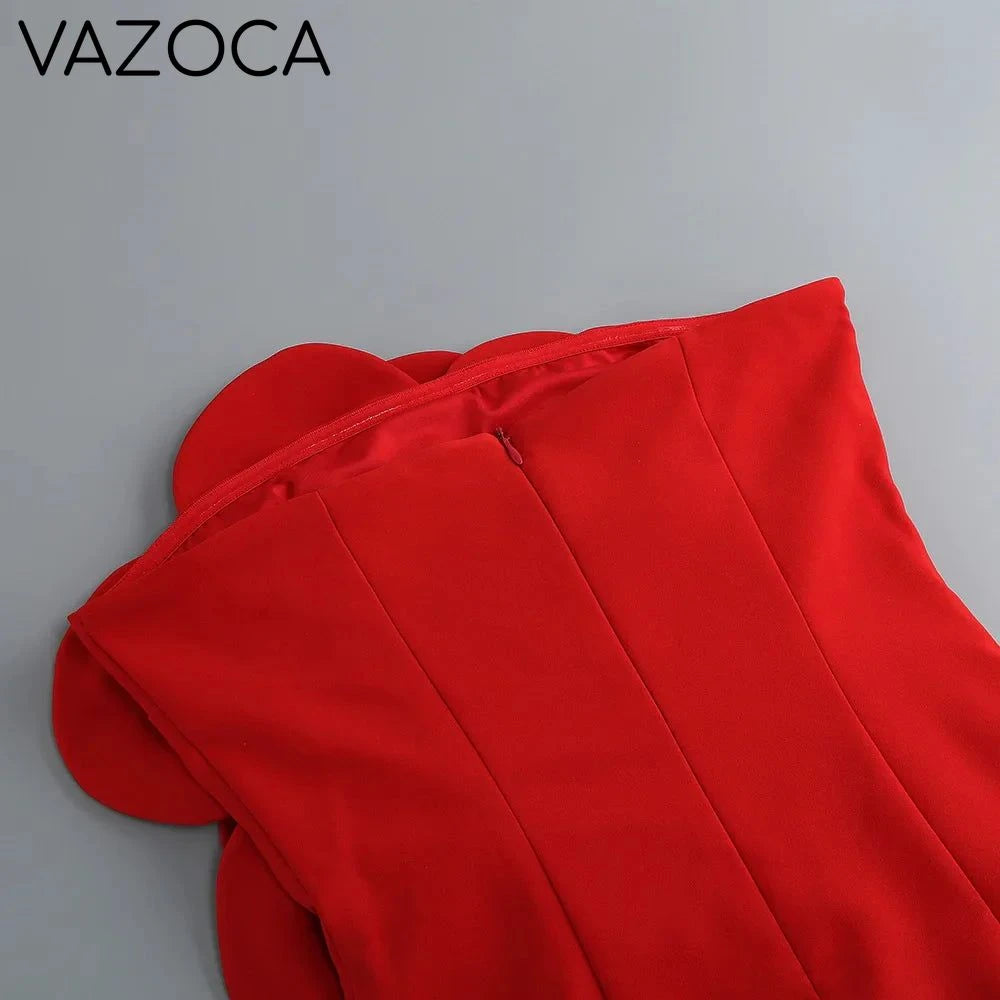 Red Floral Cocktail Bandage Dress