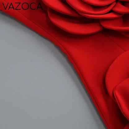 Red Floral Cocktail Bandage Dress
