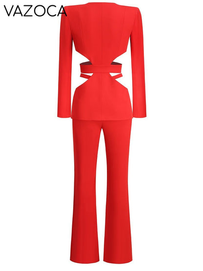 Red Ruby Blazer Pants Set