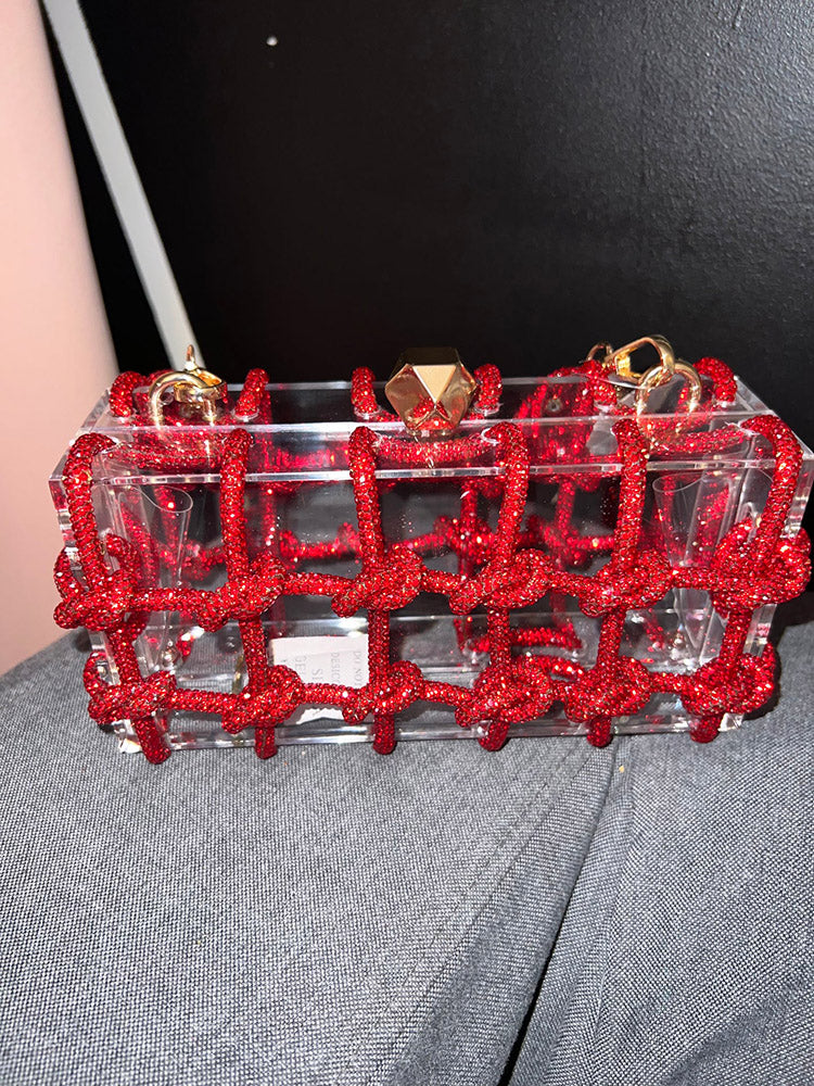 Rhinestone Rope Clear Box Handbag