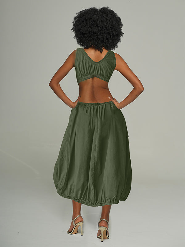 Sleeveless Cutout Cargo Dress -- sold out