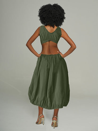 Sleeveless Cutout Cargo Dress -- sold out