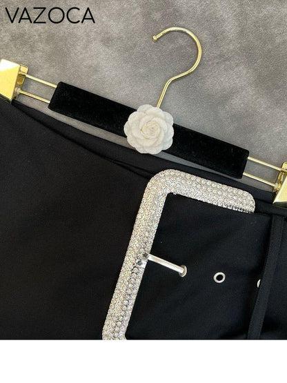 Rhinestone Buckle Mini Skirt