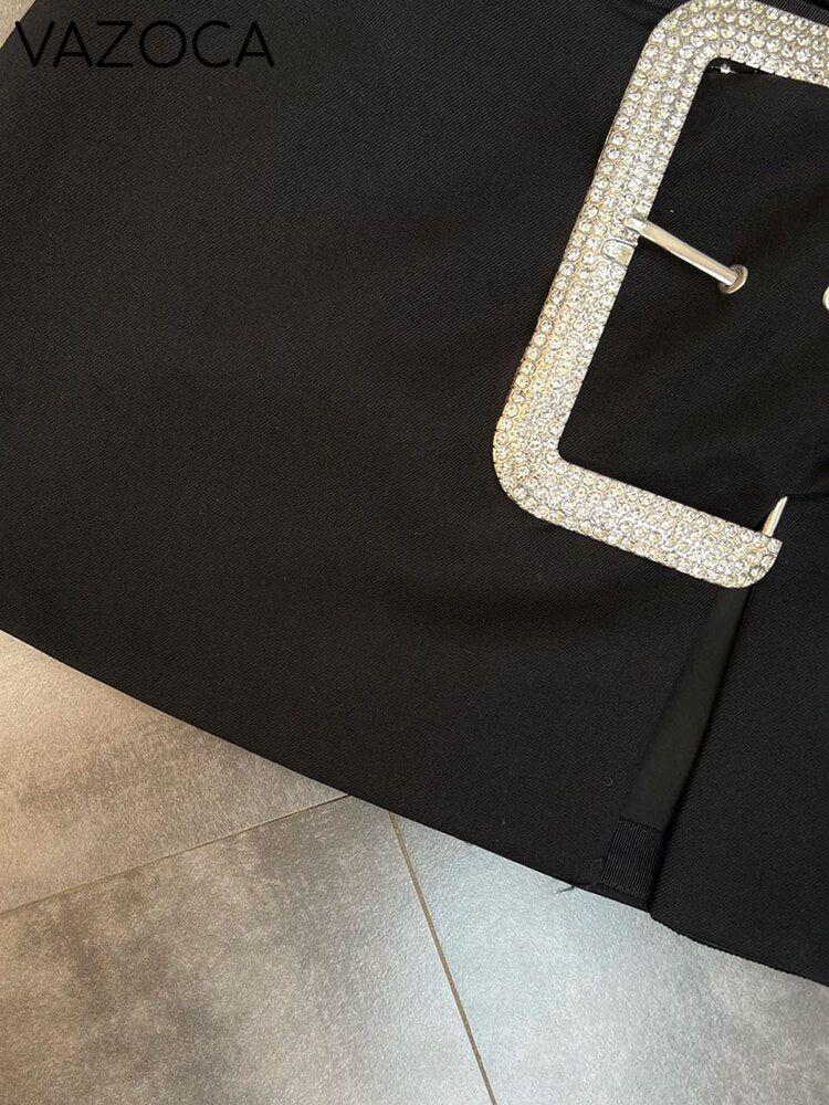 Rhinestone Buckle Mini Skirt