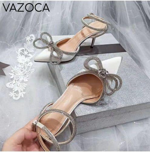 Rhinestone Butterfly-Knot High Heels 3580-1 Beigh