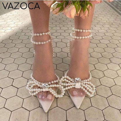 Rhinestone Butterfly-Knot High Heels