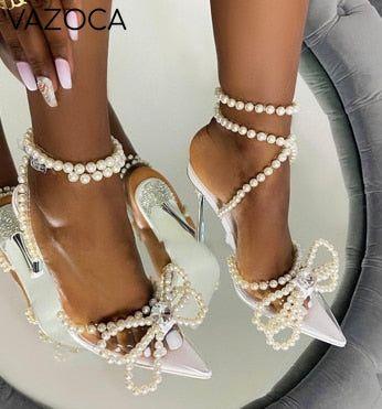 Rhinestone Butterfly-Knot High Heels