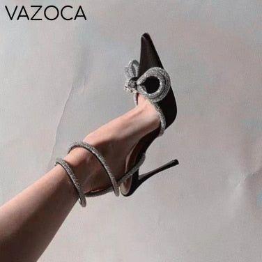 Rhinestone Butterfly-Knot High Heels 3580-1 black