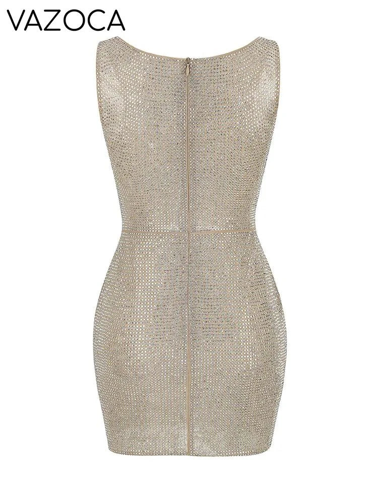 Rhinestone Cutout Bodycon Mini Dresses