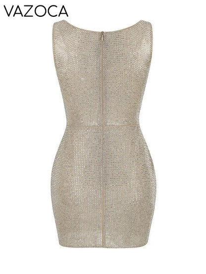 Rhinestone Cutout Bodycon Mini Dresses