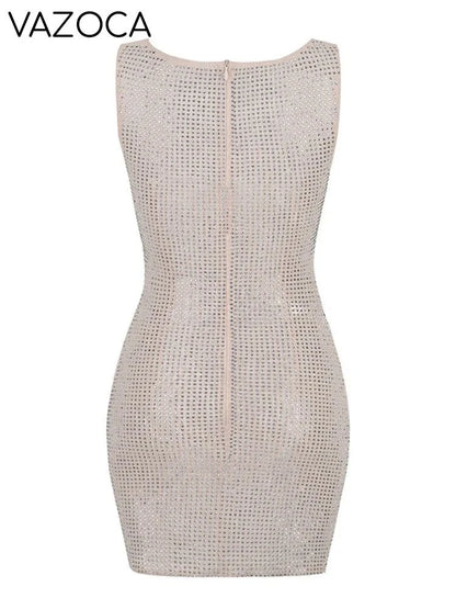 Rhinestone Cutout Bodycon Mini Dresses