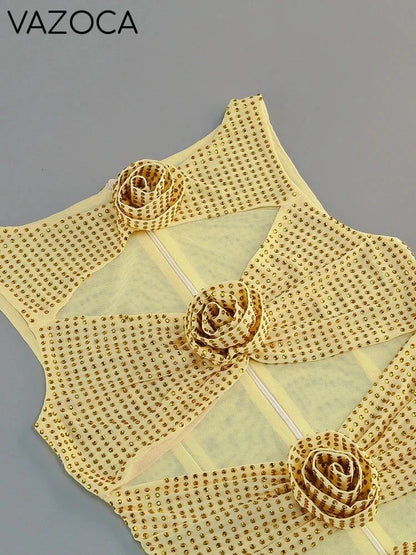Rhinestone Cutout Bodycon Mini Dresses