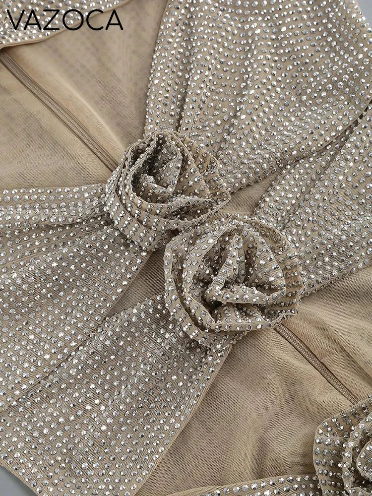 Rhinestone Cutout Bodycon Mini Dresses