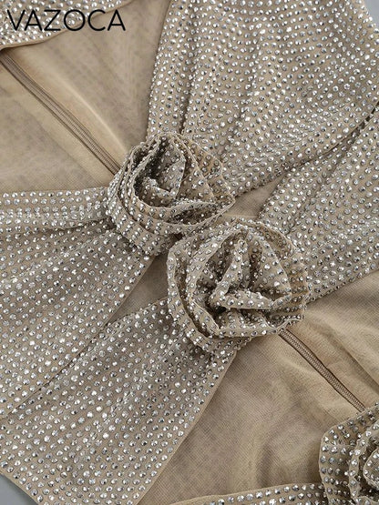 Rhinestone Cutout Bodycon Mini Dresses