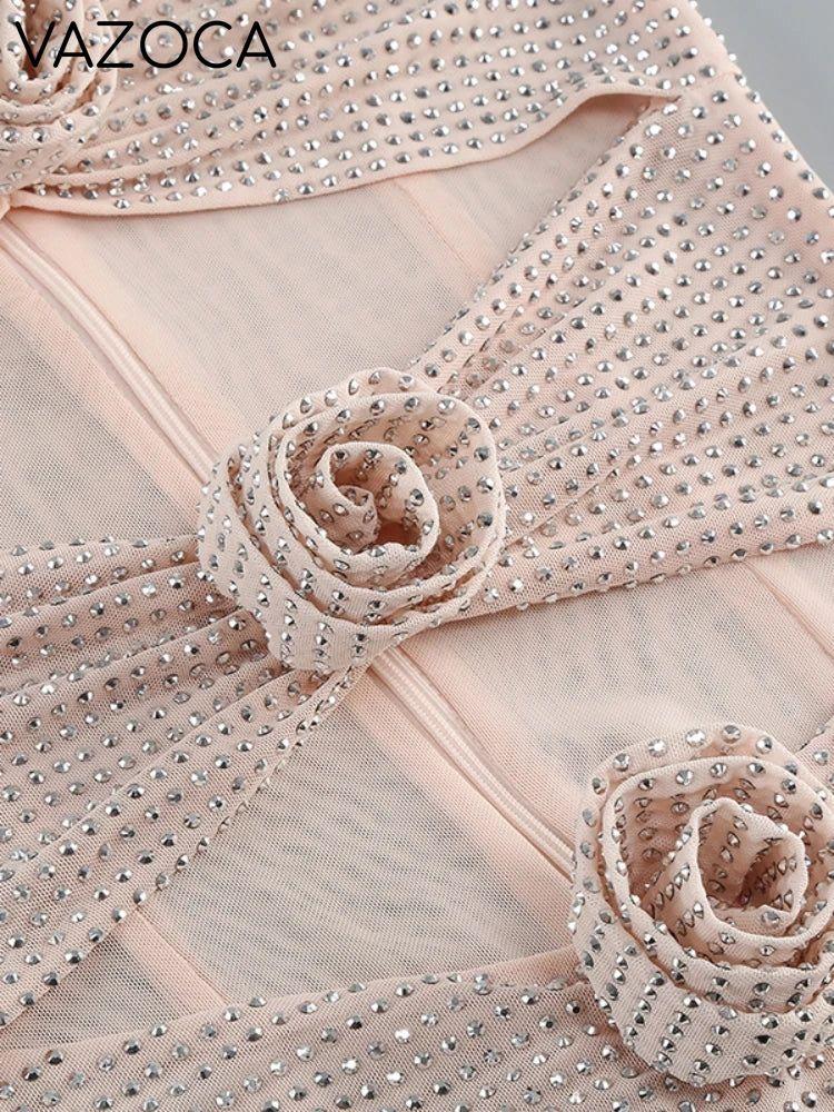 Rhinestone Cutout Bodycon Mini Dresses