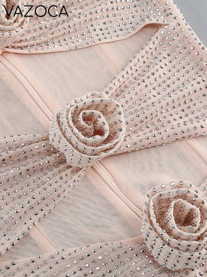 Rhinestone Cutout Bodycon Mini Dresses