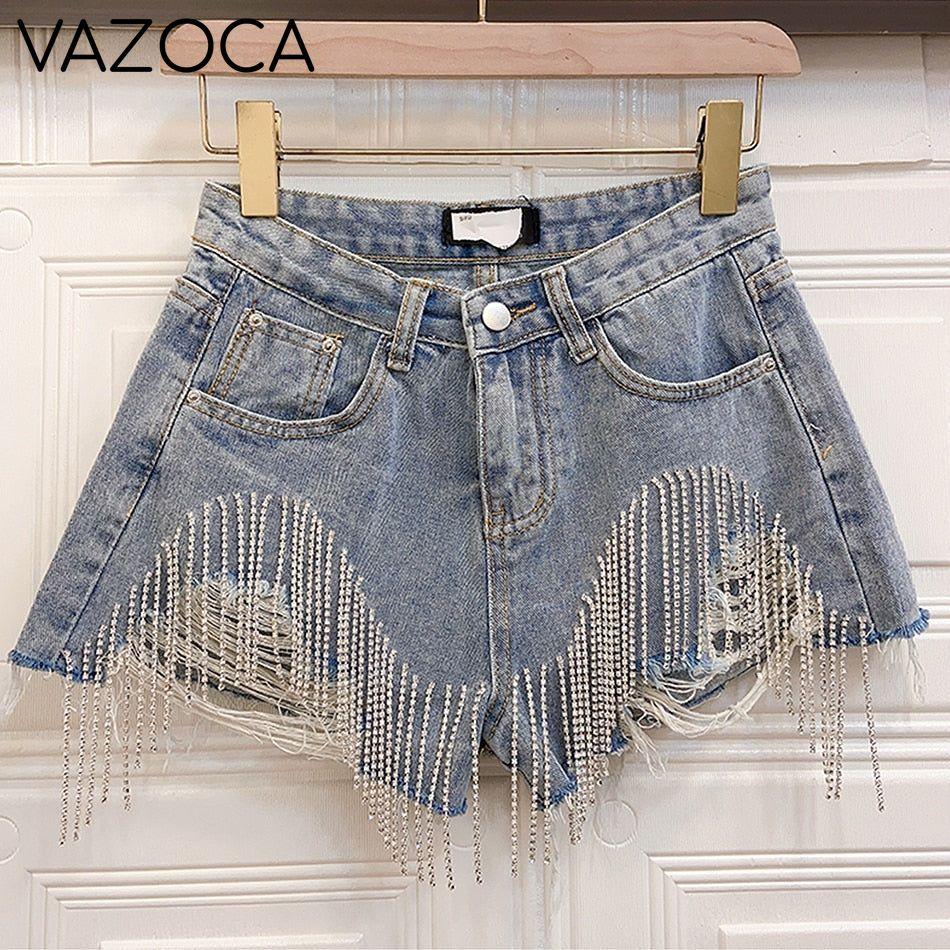 Rhinestones Short High Waist Jeans