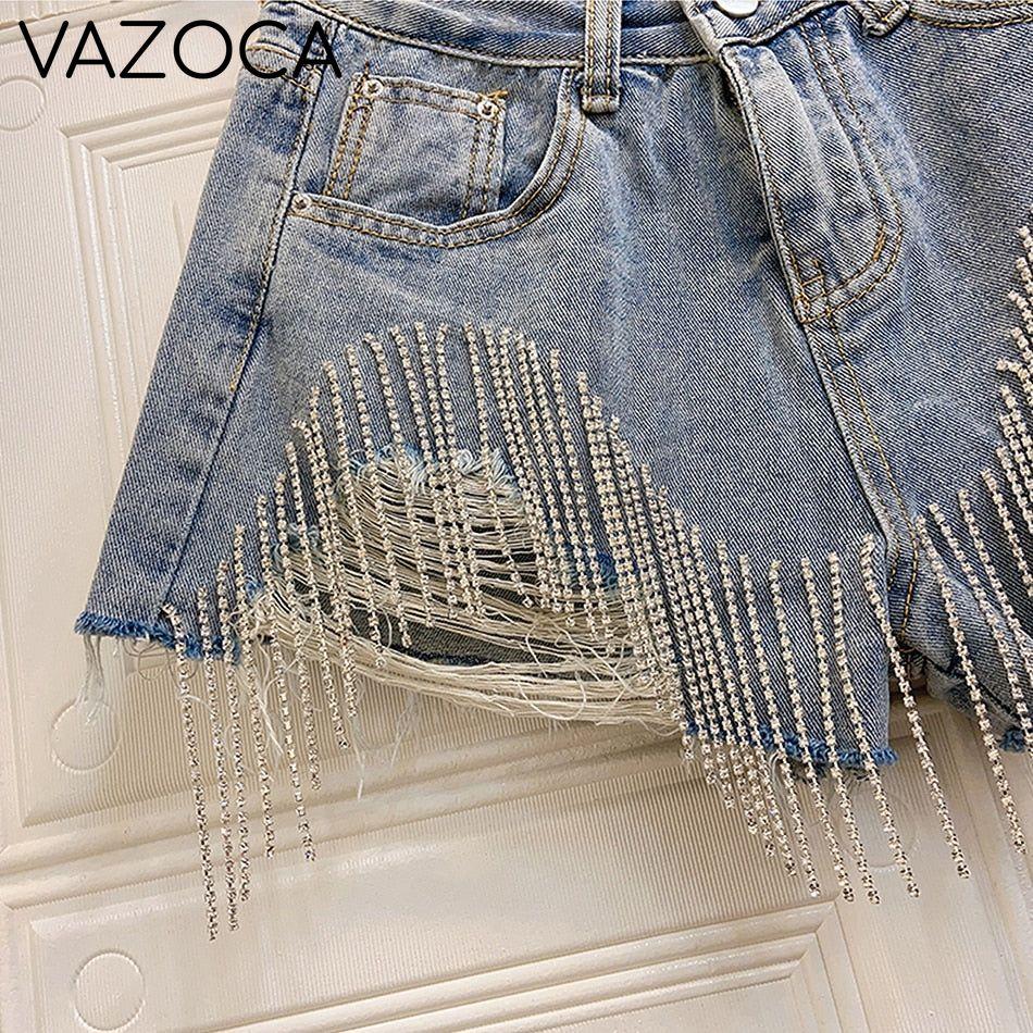 Rhinestones Short High Waist Jeans