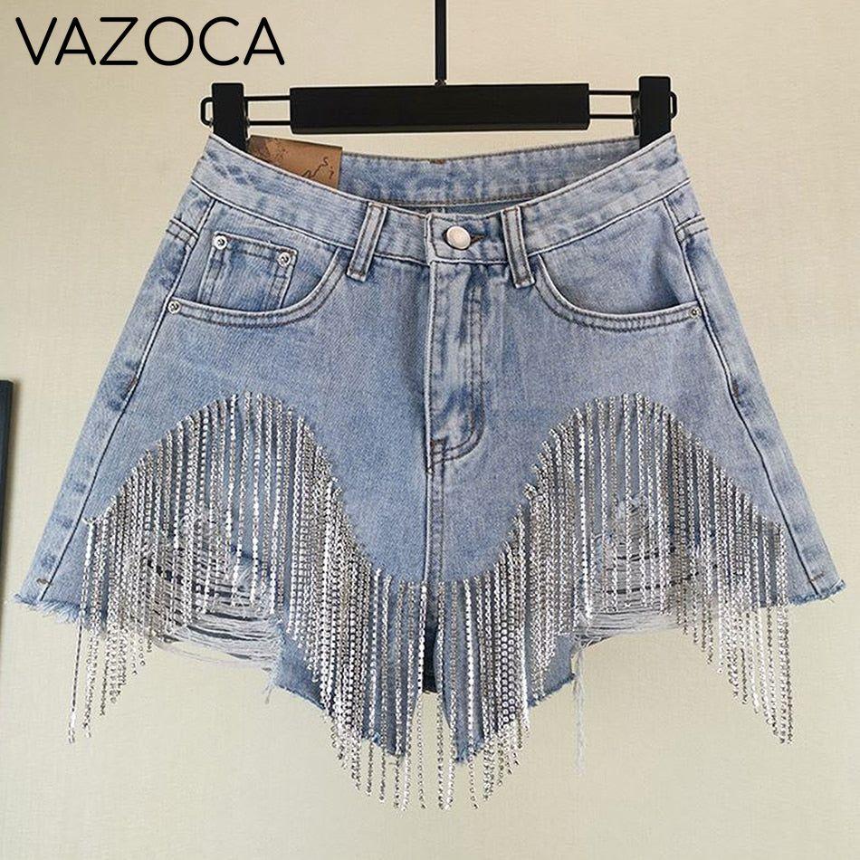 Rhinestones Short High Waist Jeans