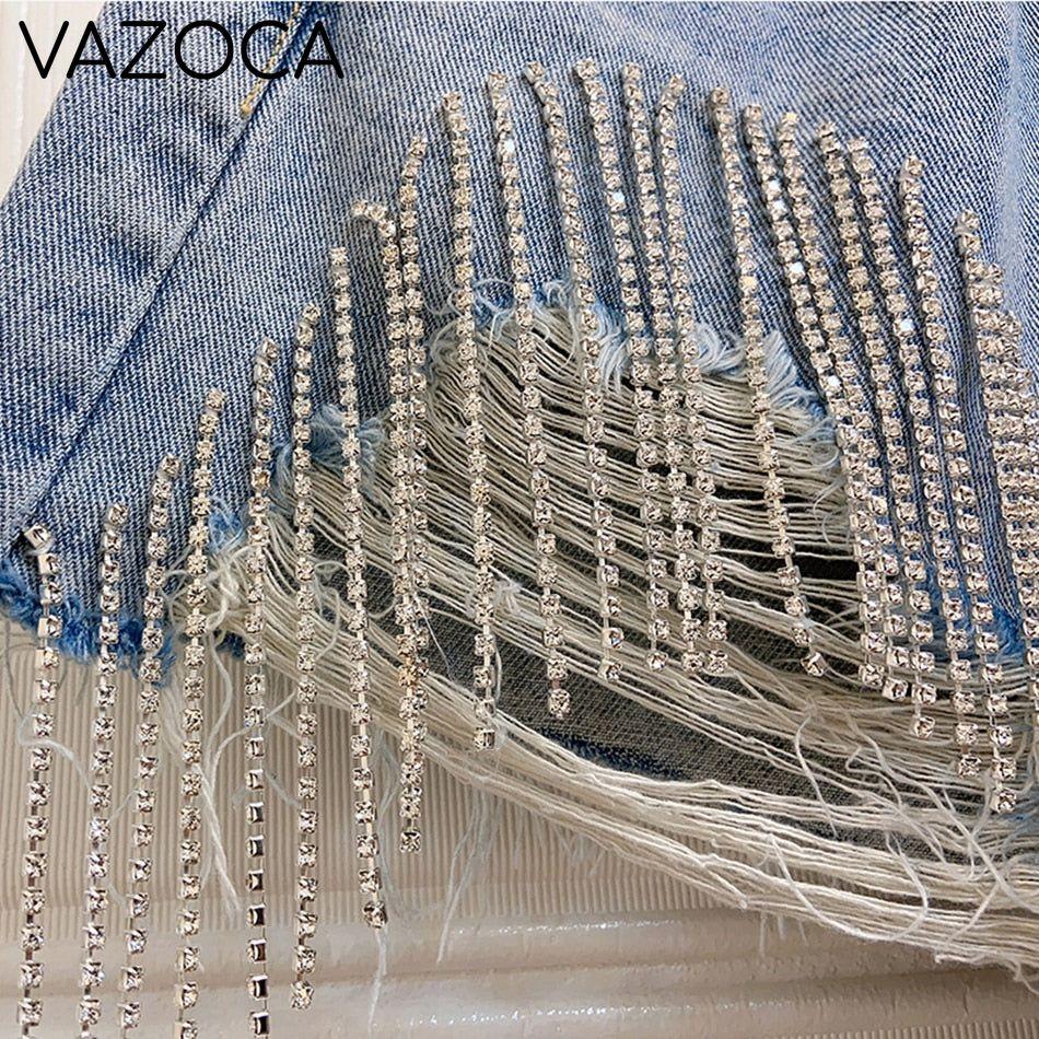 Rhinestones Short High Waist Jeans