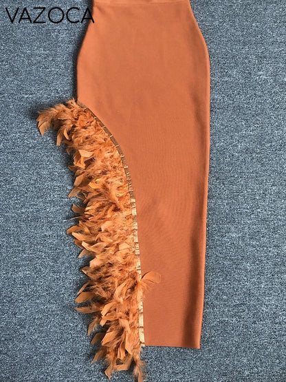 Royce Feather Bandage Maxi Dress