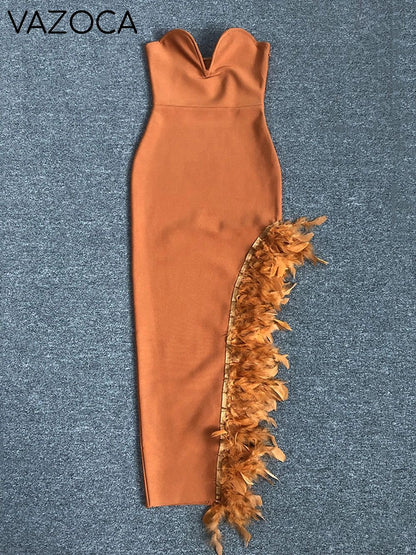 Royce Feather Bandage Maxi Dress