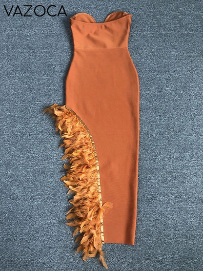 Royce Feather Bandage Maxi Dress