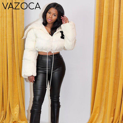 Puffy Hooded Coat White