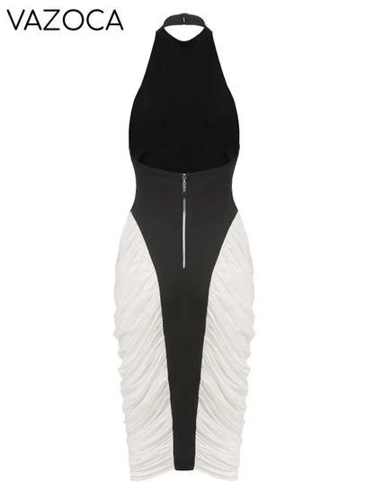 Lorie Pleated Bandage Midi Dress