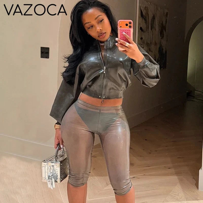 Sheer High-Shine Pants