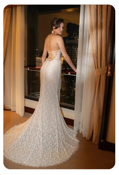 White Lace Mermaid Maxi Dress