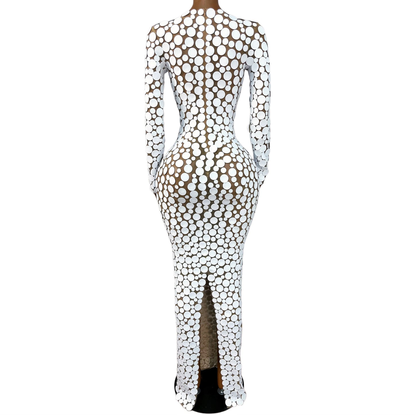 White Points Mesh Maxi Dress