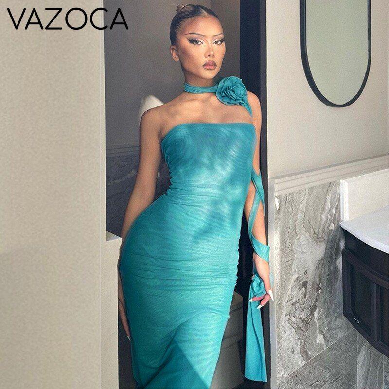 Flower Scarf Strapless Elegant Dress