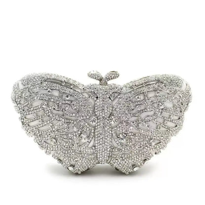 Butterfly Shaped Rhinestone Clutch Bag