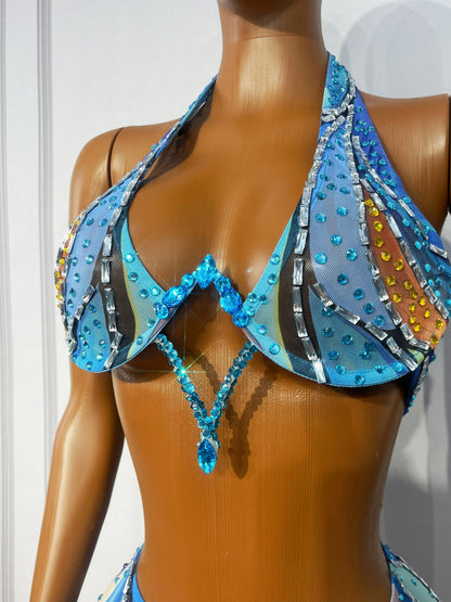Abstract Swirl Rhinestone Skirt Set