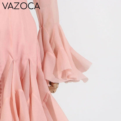 Lory Peated Flare Midi Dress