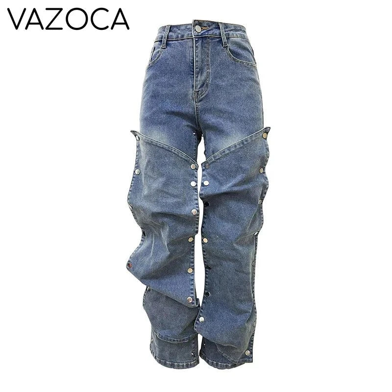 Detachable Buckle High Waist Jeans