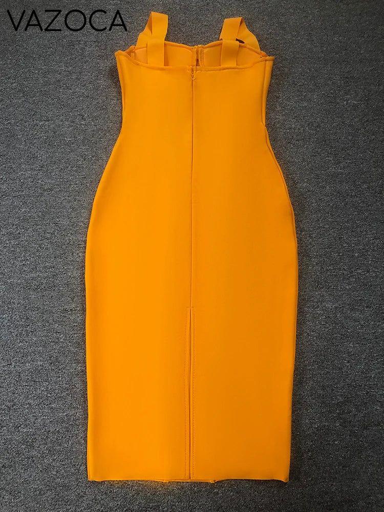 Vibrant Orange Bodycon Bandage Dress