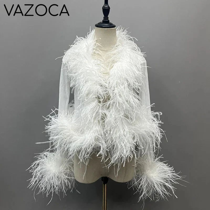 Lya Mesh Feather Blouse