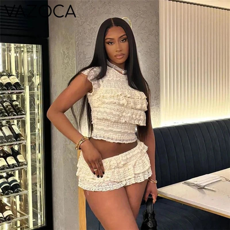 Ruffled Lace Two-Piece Set