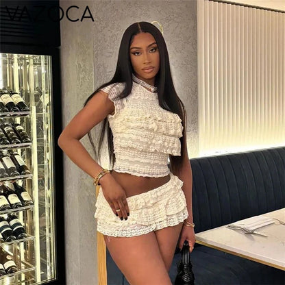 Ruffled Lace Two-Piece Set