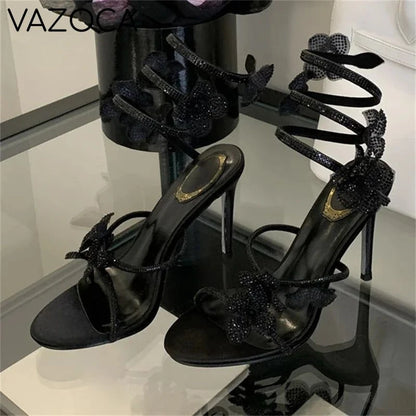 Flower Embellished High Heels