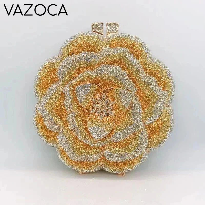 Floral Crystal Clutch Purse