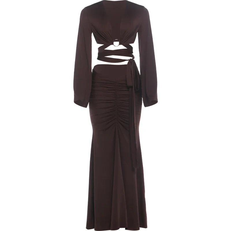 Puff Sleeve Ruched Skirt Set