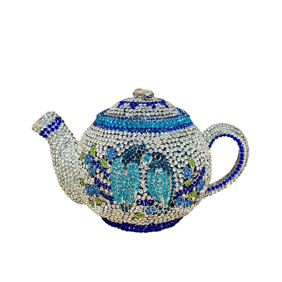 Teapot Rhinestone Clutch Bag