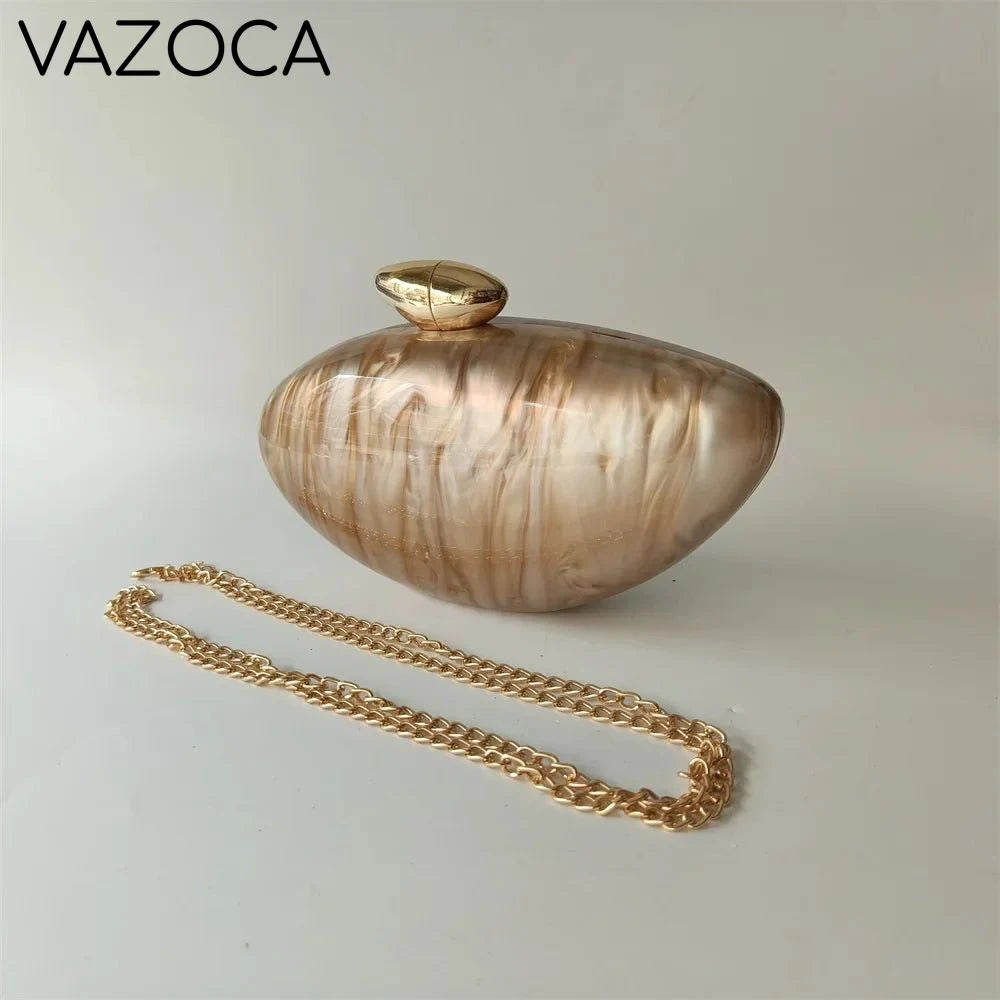 Shell Pearl Marble Clutch Purse