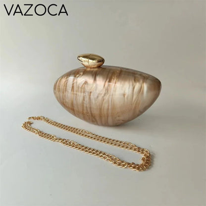 Shell Pearl Marble Clutch Purse