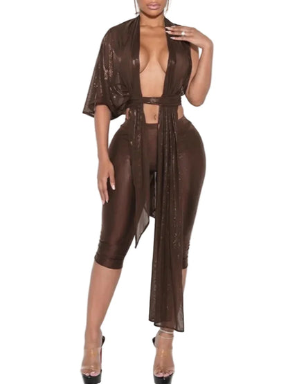 Sheer Asymmetric Pants Set