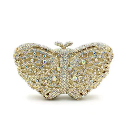 Butterfly Shaped Rhinestone Clutch Bag