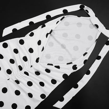 Polka Dot Print Romper +Headscarf
